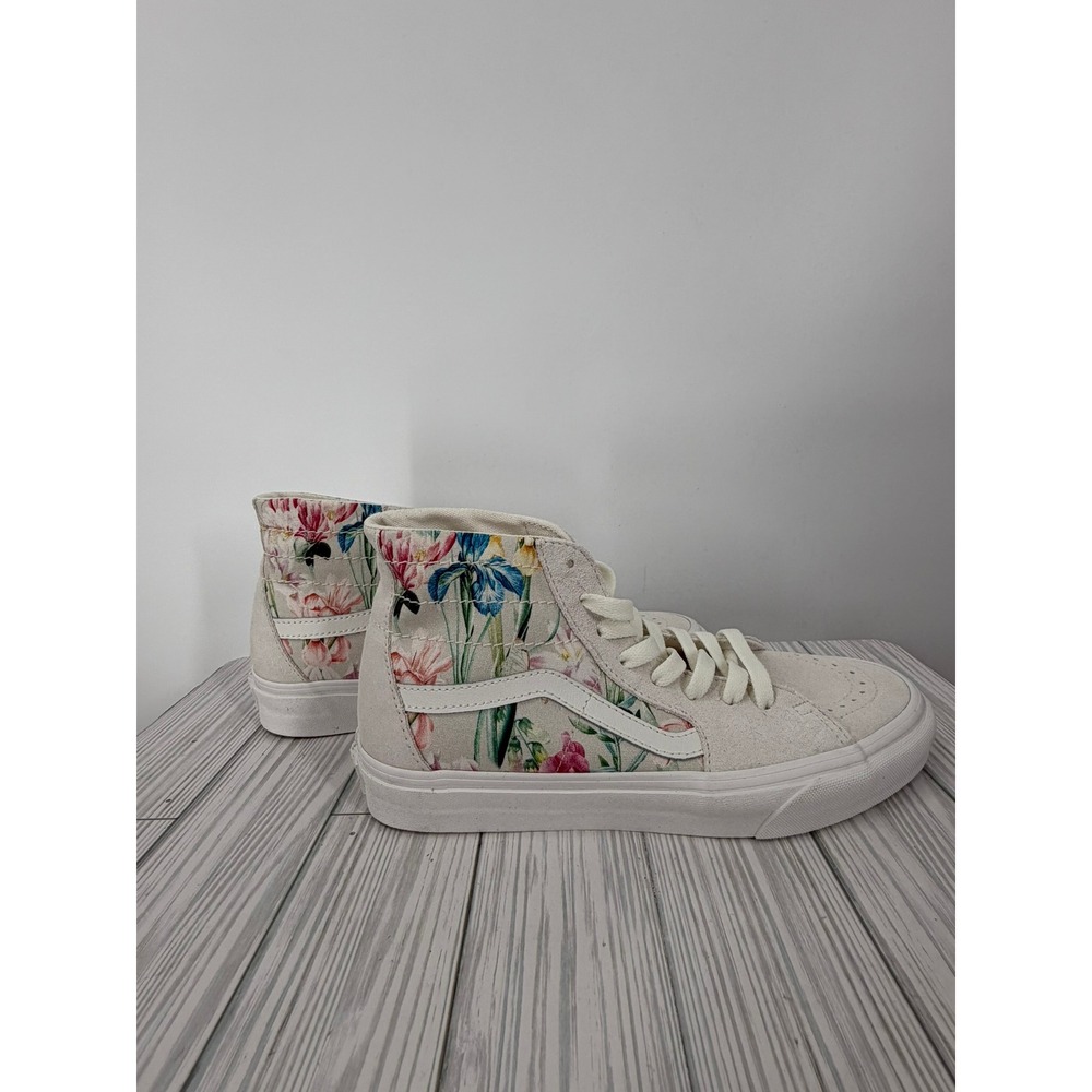 Vans Sk8-Hi Tapered Floral Bouquet High Top Sneakers Cream Ivory Suede Women 9.5 - Picture 8 of 12